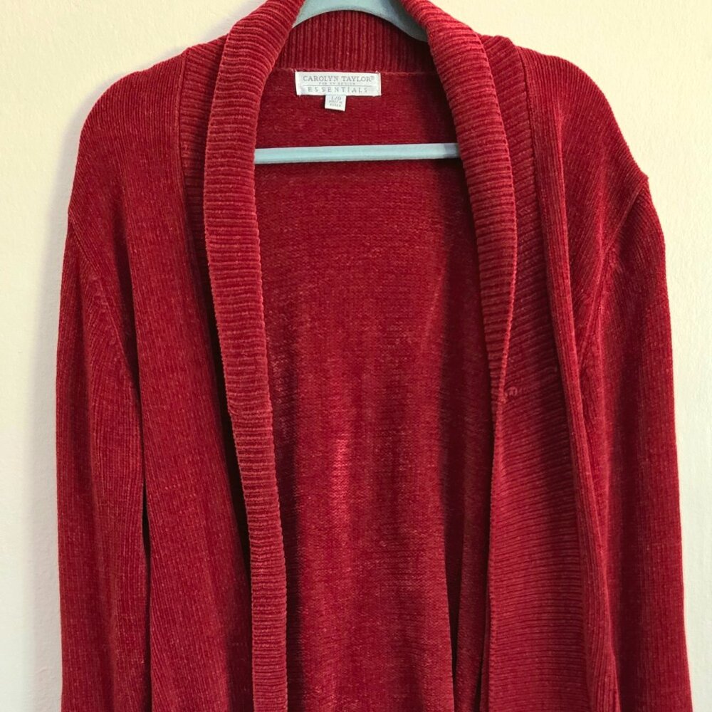 Women - Carolyn Taylor - Red Color - Open Cardigan - Size Large - Korea